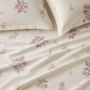 Clara Heritage Rose 300TC Cotton Percale Bed Sheet - Home Artisan