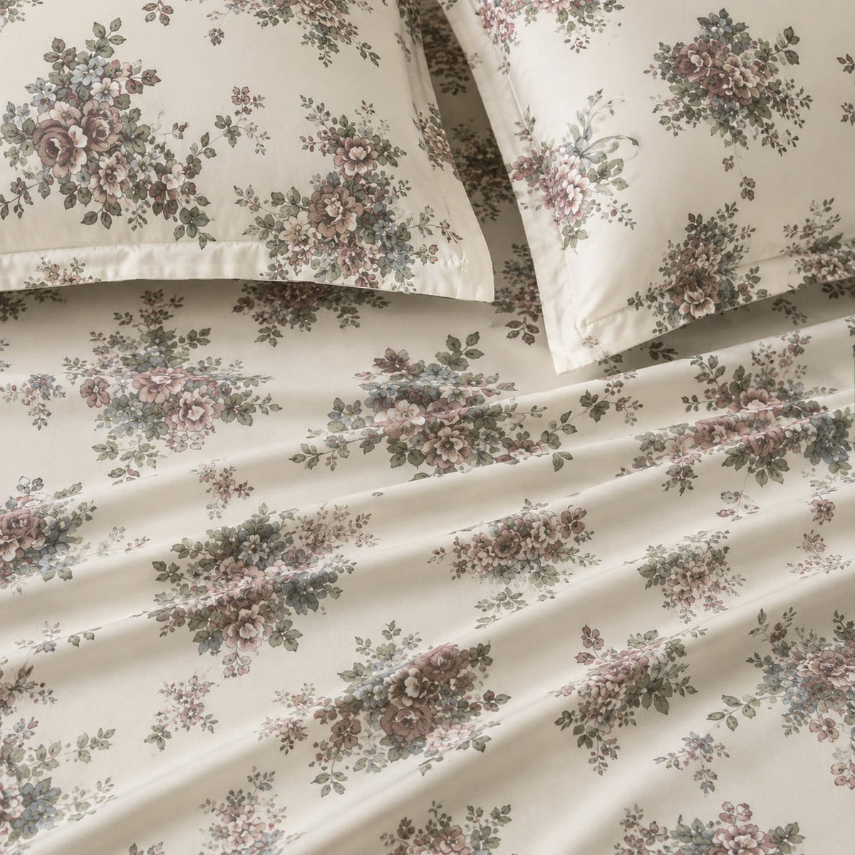 Daphne Sage Bouquet 300TC Cotton Percale Bed Sheet - Home Artisan