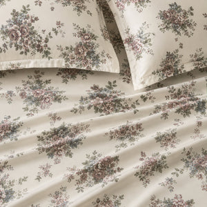 Daphne Sage Bouquet 300TC Cotton Percale Bed Sheet - Home Artisan