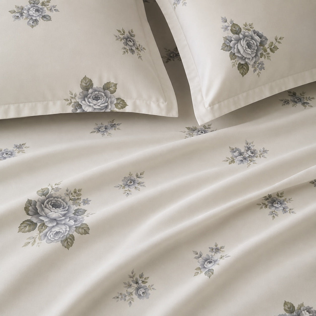 Grace Blue Garden 300TC Cotton Percale Bed Sheet - Home Artisan
