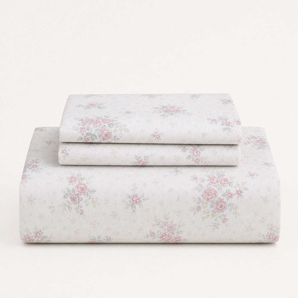 Blossom Mist Pink Floral 300TC Cotton Bedsheet