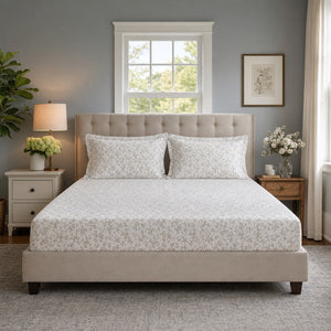 Dewdrop Meadow Floral 300TC Cotton Bedsheet - Home Artisan