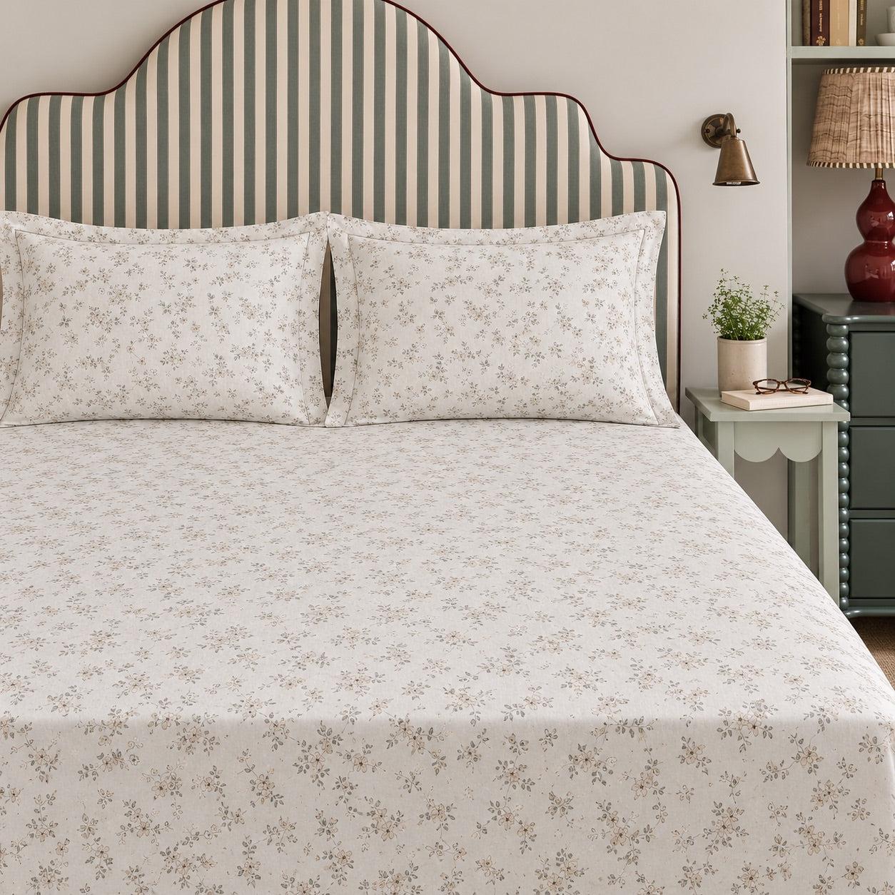 Dewdrop Meadow Floral 300TC Cotton Bedsheet