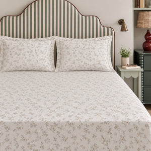 Dewdrop Meadow Floral 300TC Cotton Bedsheet