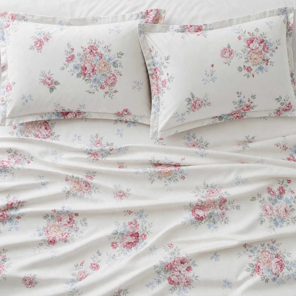 Gardenia Rose Bouquet 300TC Cotton Bedsheet - Home Artisan