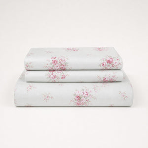 Ivory Bloom Pink Floral 300TC Cotton Bedsheet - Home Artisan