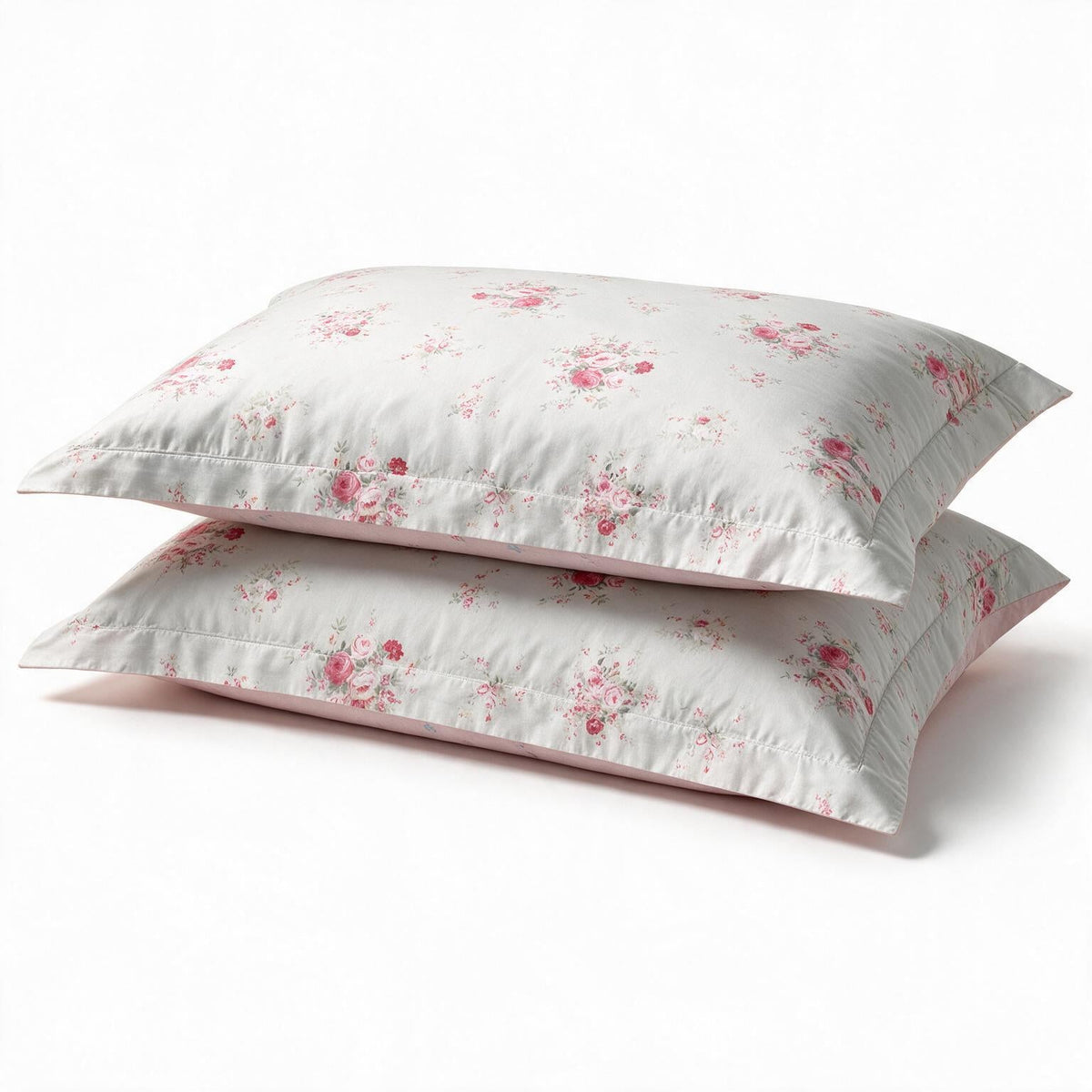 Ivory Bloom Pink Floral 300TC Cotton Bedsheet - Home Artisan