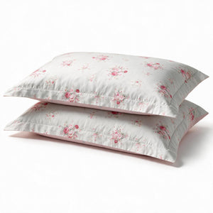 Ivory Bloom Pink Floral 300TC Cotton Bedsheet - Home Artisan
