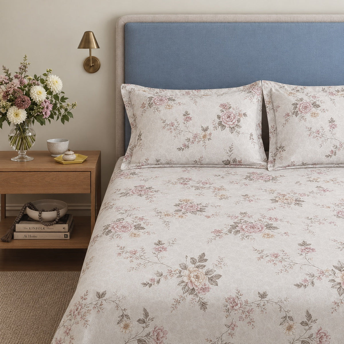 Juniper Rose Garden 300TC Cotton Bedsheet