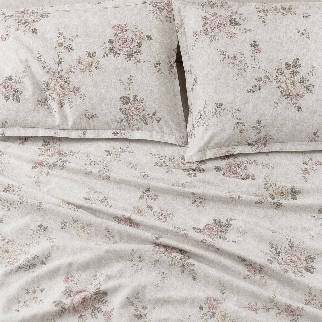 Juniper Rose Garden 300TC Cotton Bedsheet - Home Artisan