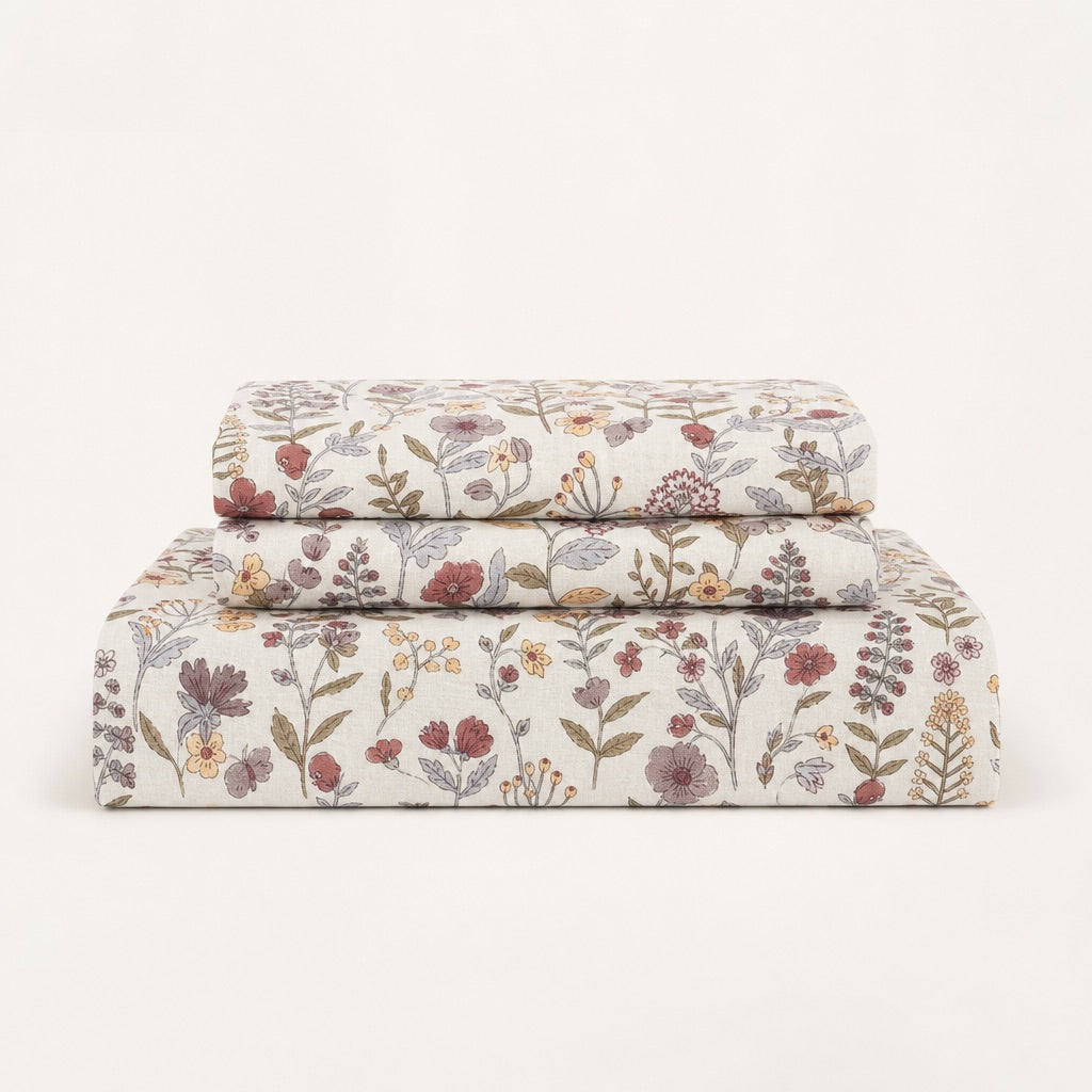 Luna Petal Floral 300TC Cotton Bedsheet - Home Artisan