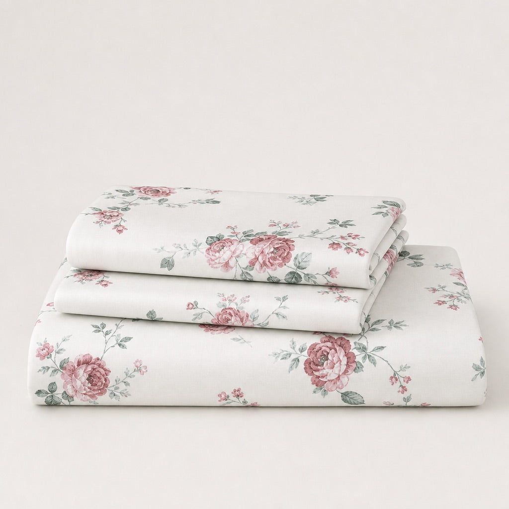 Meadow Frost Floral 300TC Cotton Bedsheet - Home Artisan