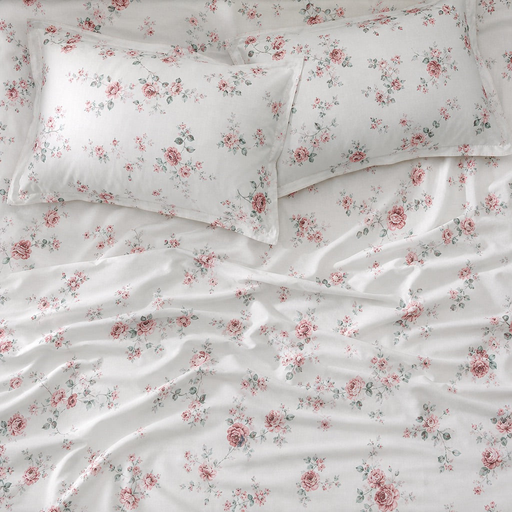 Meadow Frost Floral 300TC Cotton Bedsheet - Home Artisan