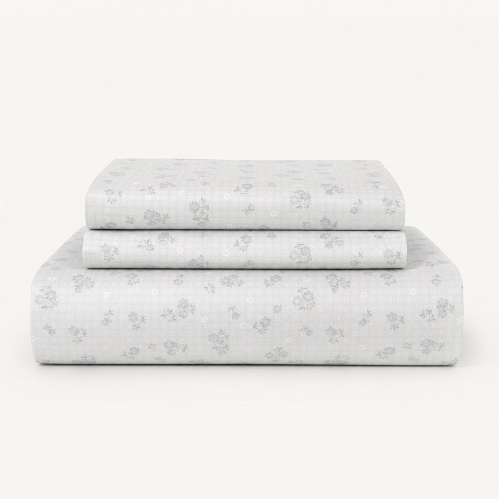 Nordic Snow Blossom 300TC Cotton Bedsheet - Home Artisan