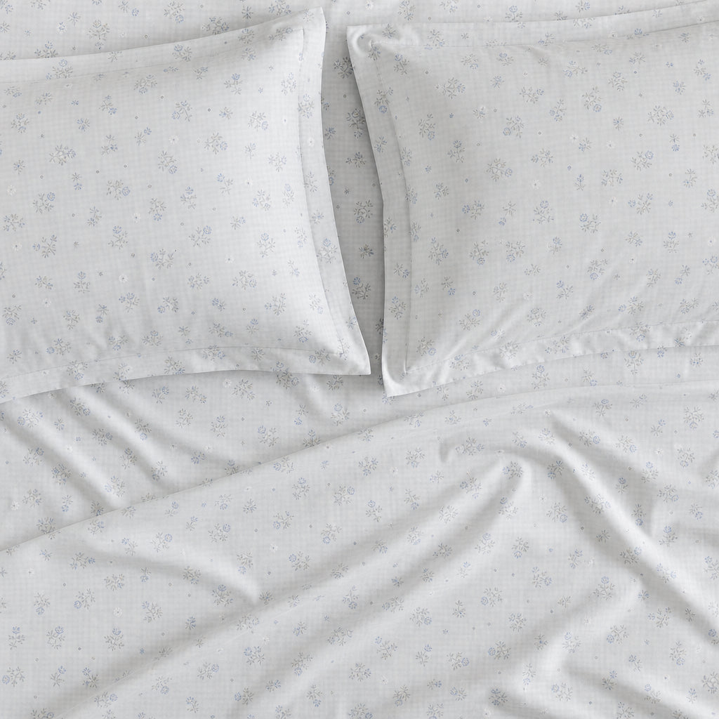 Nordic Snow Blossom 300TC Cotton Bedsheet - Home Artisan