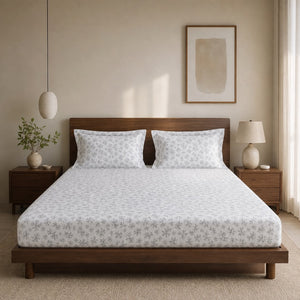 Oakhaven Blue Blossom 300TC Cotton Bedsheet - Home Artisan