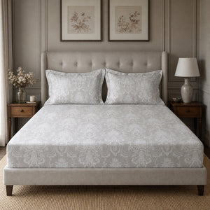 Quartz Botanical Floral 300TC Cotton Bedsheet - Home Artisan