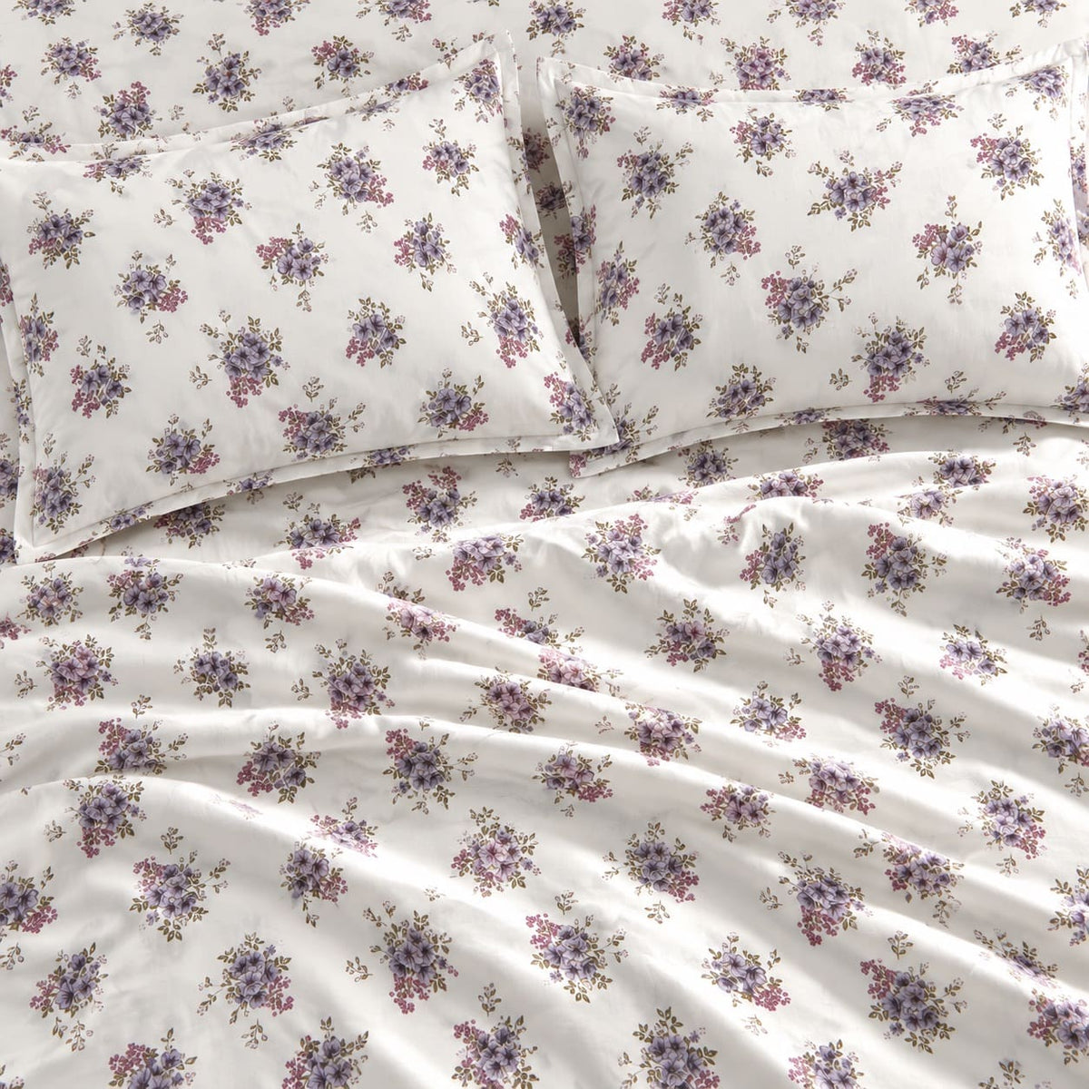 Azalea Lilac Bouquet Bed Sheet - Home Artisan