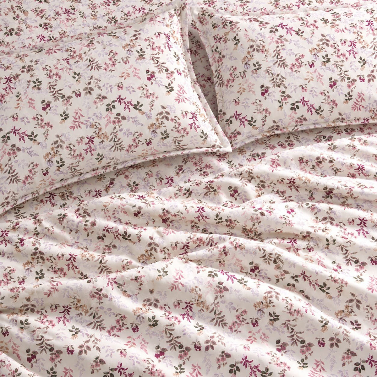Verbena Pink Floral Sprig Bed Sheet - Home Artisan