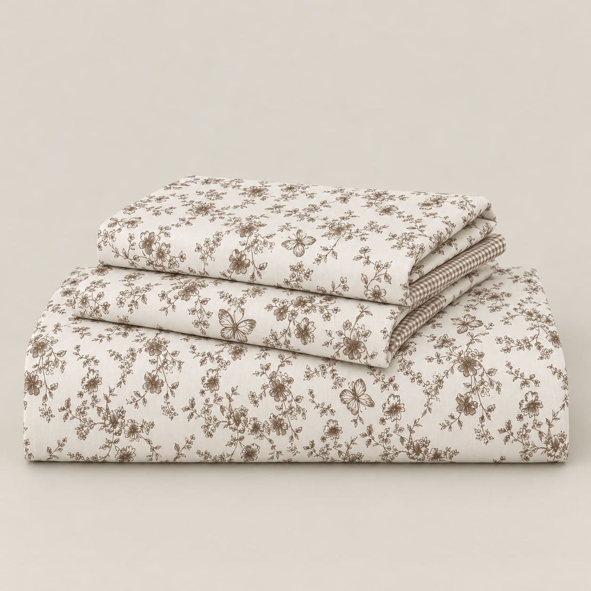 Magnolia Taupe Botanical Bed Sheet - Home Artisan
