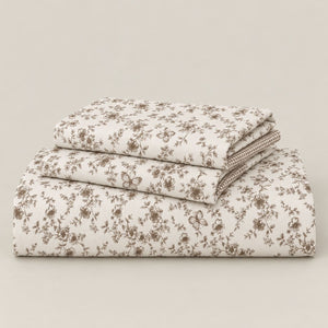 Magnolia Taupe Botanical Bed Sheet - Home Artisan