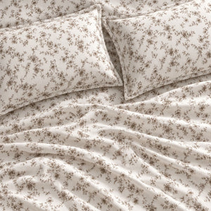 Magnolia Taupe Botanical Bed Sheet - Home Artisan