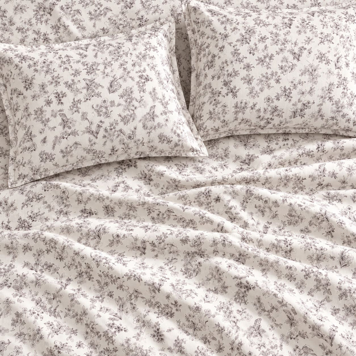 Linnea Grey Meadow Bed Sheet - Home Artisan