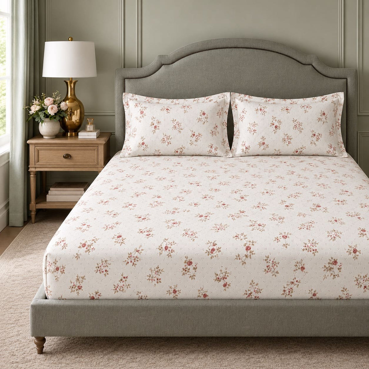 Rosalie Blush Bouquet Bed Sheet - Home Artisan