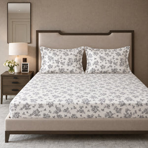 Dahlia Grey Garden Bouquet Bed Sheet - Home Artisan