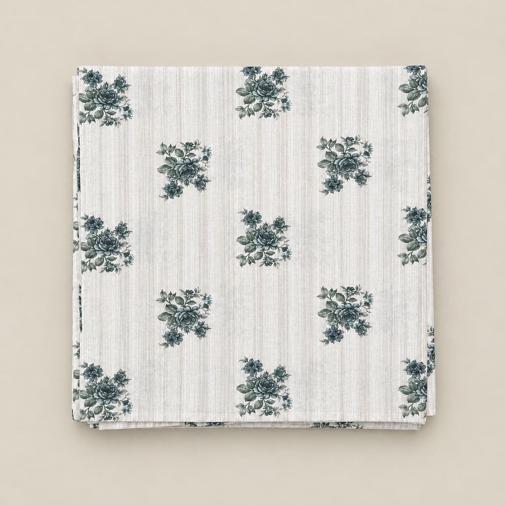 Rosamund Teal Bouquet 250TC Cotton Percale Super King Bed Sheet - Home Artisan