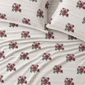 Rosamund Burgundy Bouquet 250TC Cotton Percale Super King Bed Sheet - Home Artisan