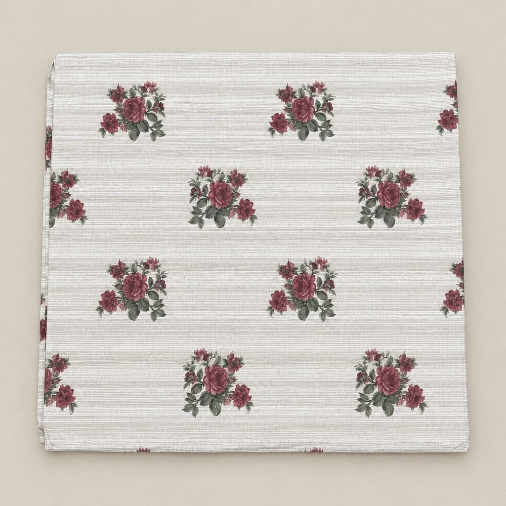 Rosamund Burgundy Bouquet 250TC Cotton Percale Super King Bed Sheet - Home Artisan