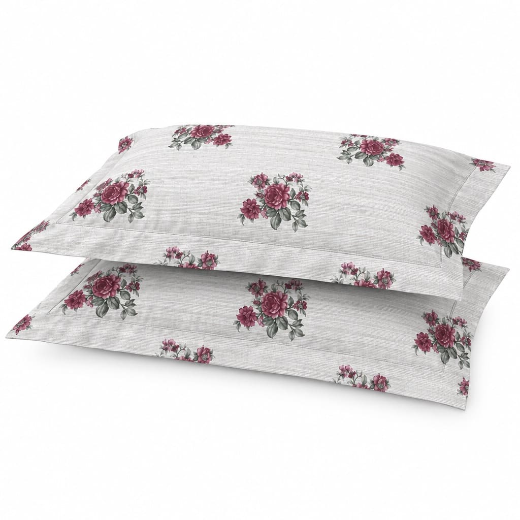 Rosamund Burgundy Bouquet 250TC Cotton Percale Super King Bed Sheet - Home Artisan