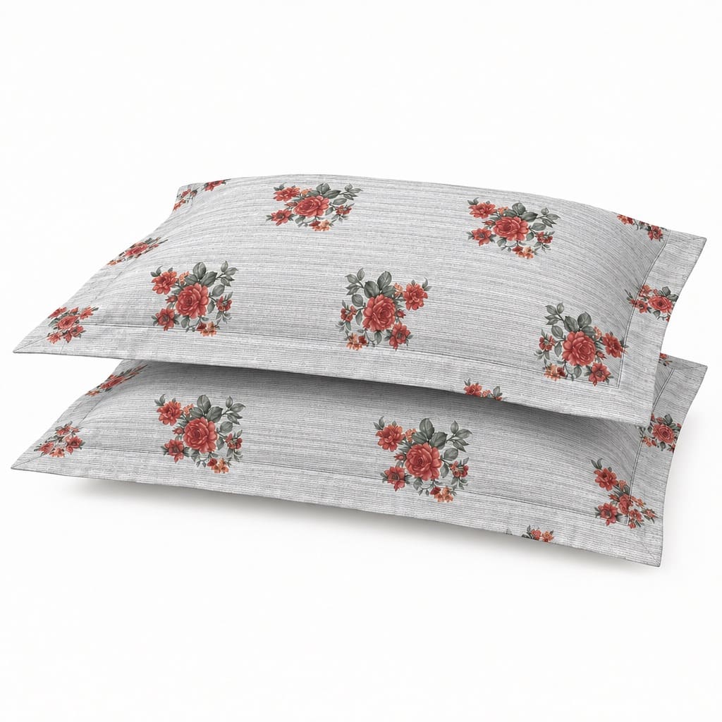 Rosamund Coral Bouquet 250TC Cotton Percale Super King Bed Sheet - Home Artisan