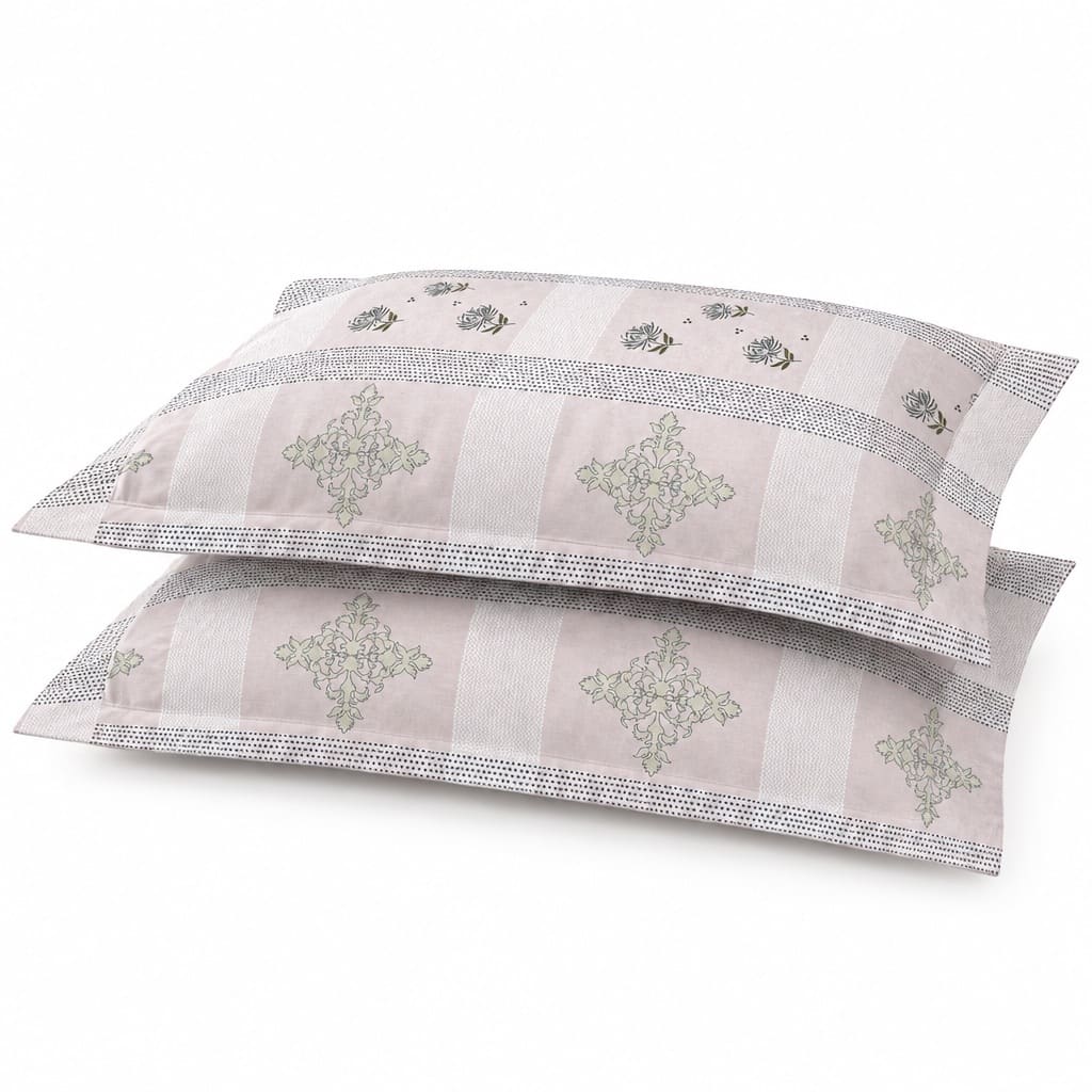 Nerine Lilac Floral Stripe 250TC Cotton Percale Super King Bed Sheet - Home Artisan