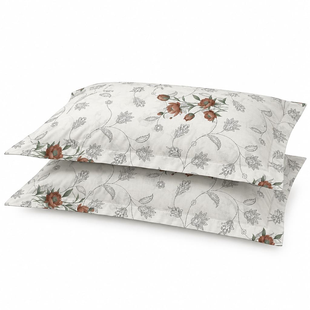 Rosella Terracotta Botanical 250TC Cotton Percale Super King Bed Sheet - Home Artisan