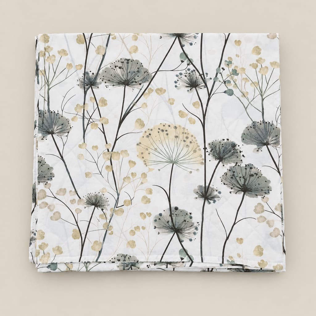 Achillea Sage Meadow Floral 250TC Cotton Percale Super King Bed Sheet - Home Artisan