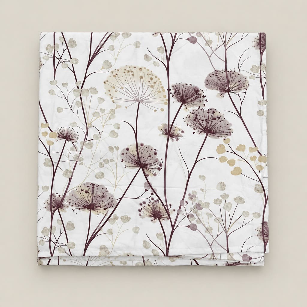Achillea Mauve Meadow Floral 250TC Cotton Percale Super King Bed Sheet - Home Artisan