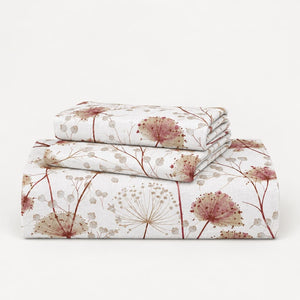 Achillea Peach Meadow Floral 250TC Cotton Percale Super King Bed Sheet - Home Artisan
