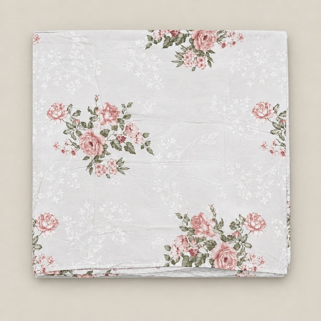 Petunia Blush Rose Bouquet 250TC Cotton Percale Super King Bed Sheet - Home Artisan