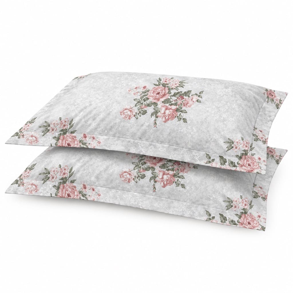 Petunia Blush Rose Bouquet 250TC Cotton Percale Super King Bed Sheet - Home Artisan