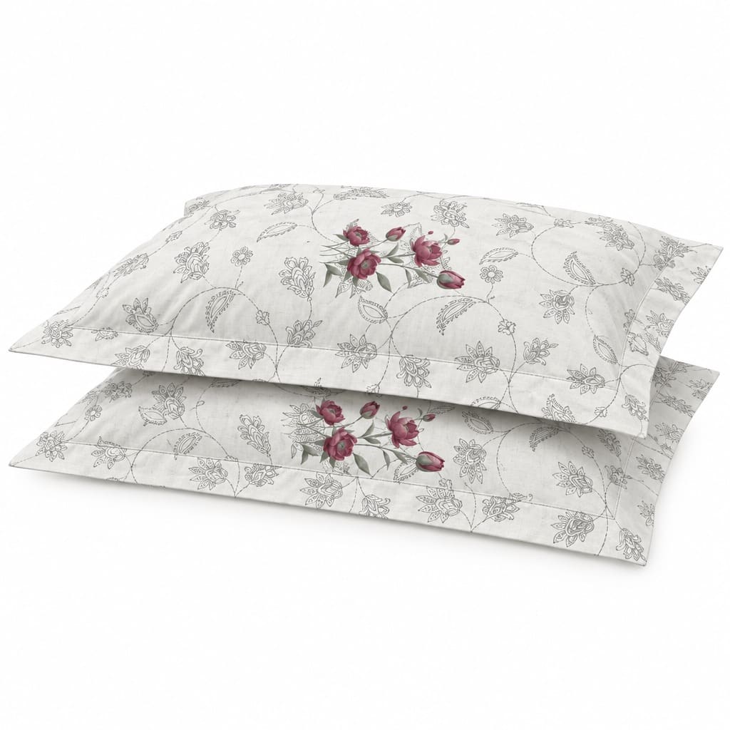 Rosella Crimson Botanical 250TC Cotton Percale Super King Bed Sheet - Home Artisan