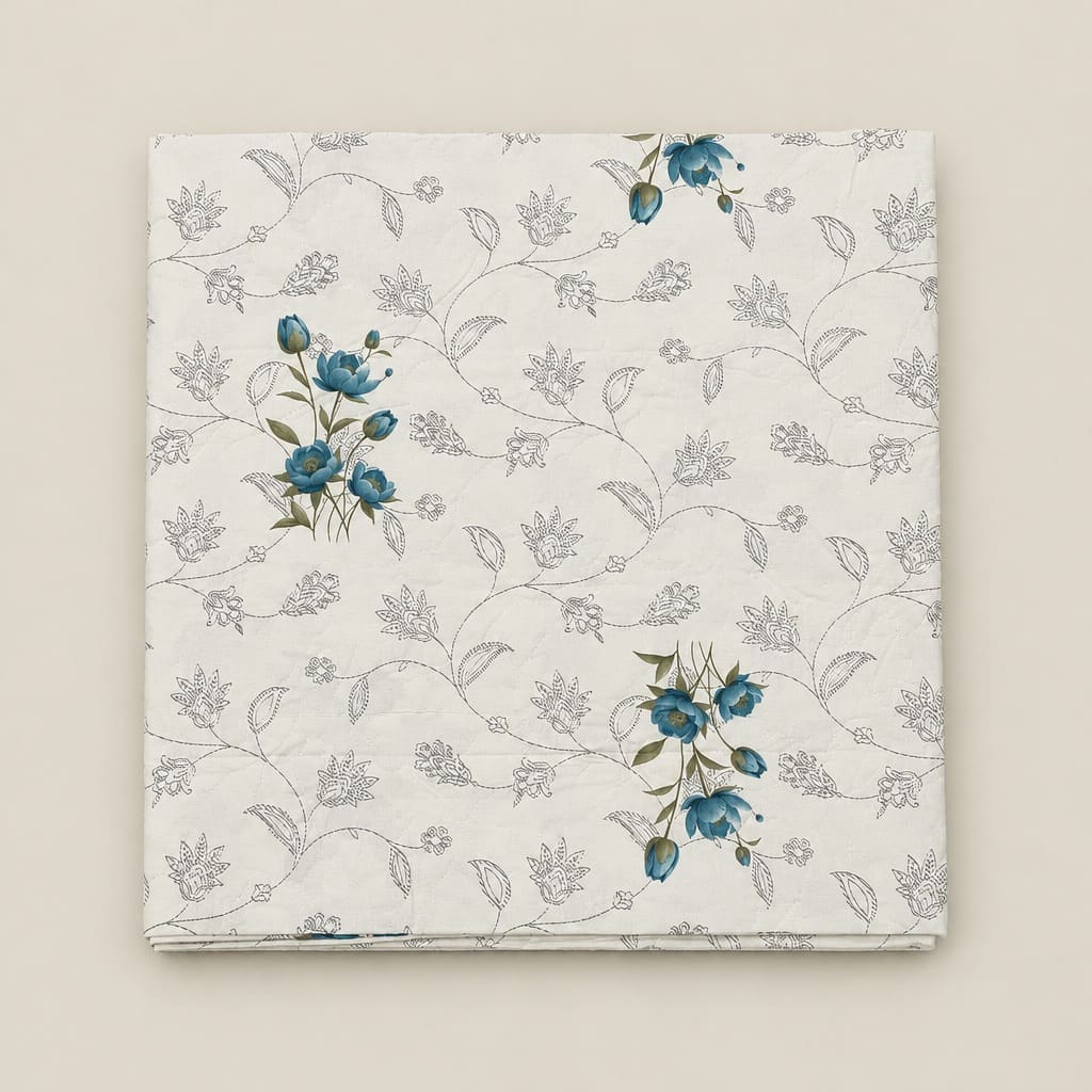 Rosella Teal Botanical 250TC Cotton Percale Super King Bed Sheet - Home Artisan
