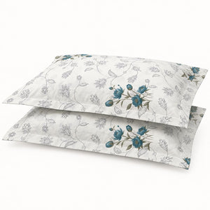 Rosella Teal Botanical 250TC Cotton Percale Super King Bed Sheet - Home Artisan
