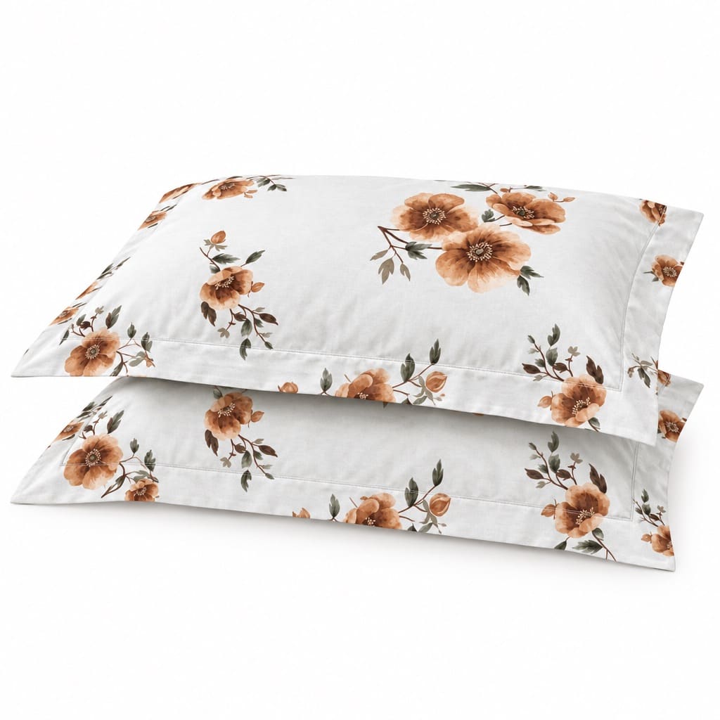 Nigella Apricot Floral 250TC Cotton Percale Super King Bed Sheet - Home Artisan