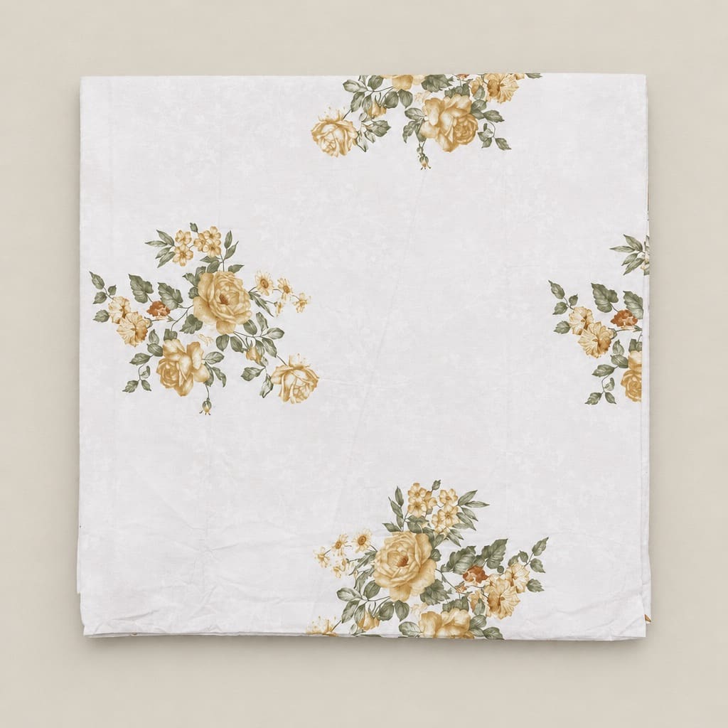 Petunia Yellow Rose Bouquet 250TC Cotton Percale Super King Bed Sheet - Home Artisan