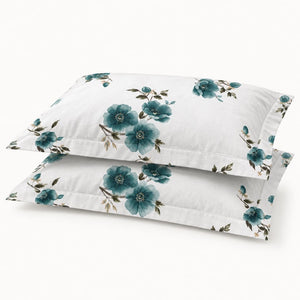 Nigella Teal Floral 250TC Cotton Percale Super King Bed Sheet - Home Artisan