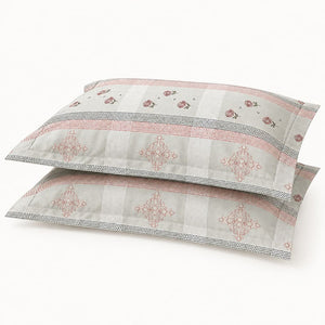 Nerine Blush Floral Stripe 250TC Cotton Percale Super King Bed Sheet - Home Artisan