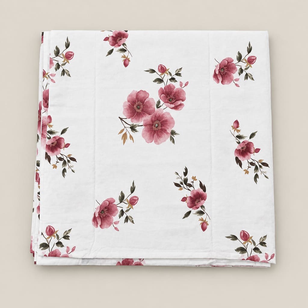 Nigella Rose Pink Floral 250TC Cotton Percale Super King Bed Sheet - Home Artisan