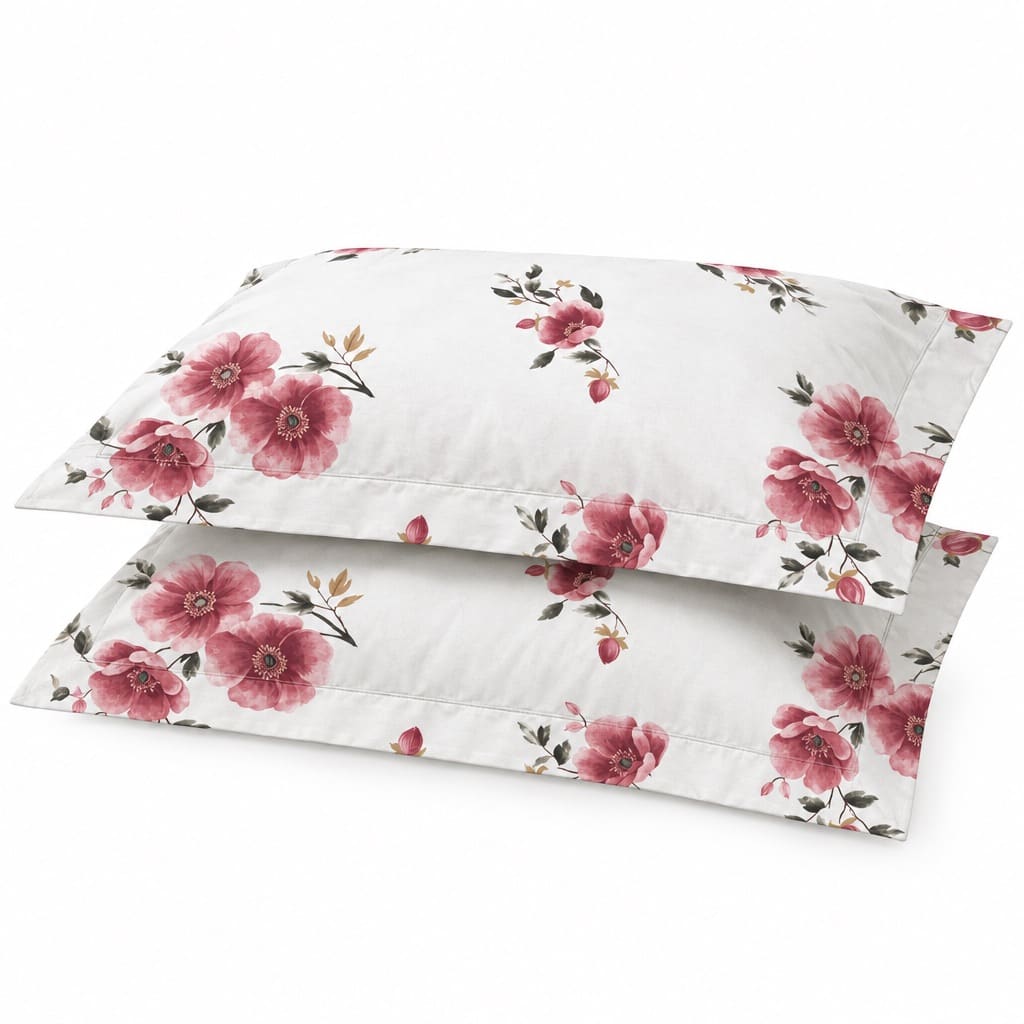 Nigella Rose Pink Floral 250TC Cotton Percale Super King Bed Sheet - Home Artisan